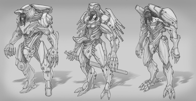 edwin ho mech suit line drawing