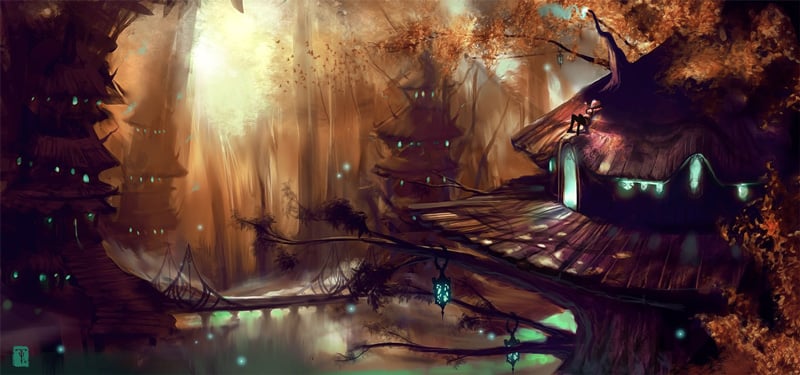 Elven Village Environment Concept Art by Tyler James