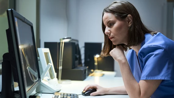 nurse using computer