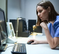 nurse using computer